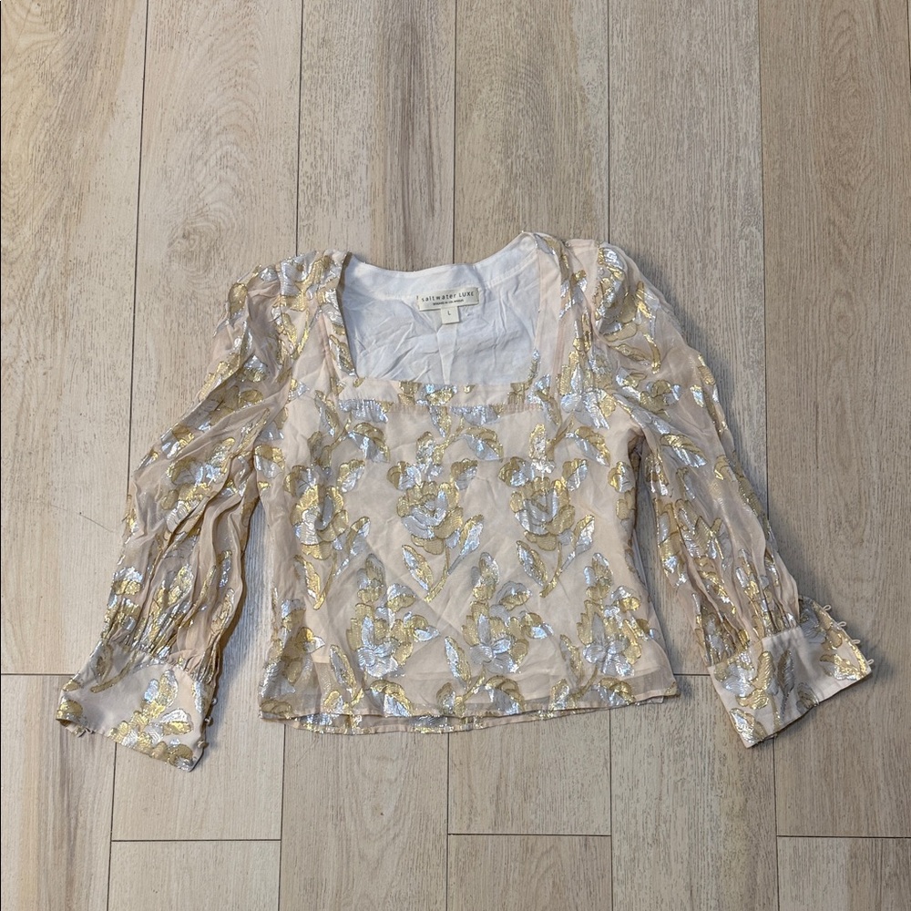 Saltwater Luxe Gold & Silver Elegant Women’s Top Size L